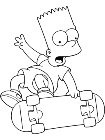 Bart Is Skating  Coloring Page